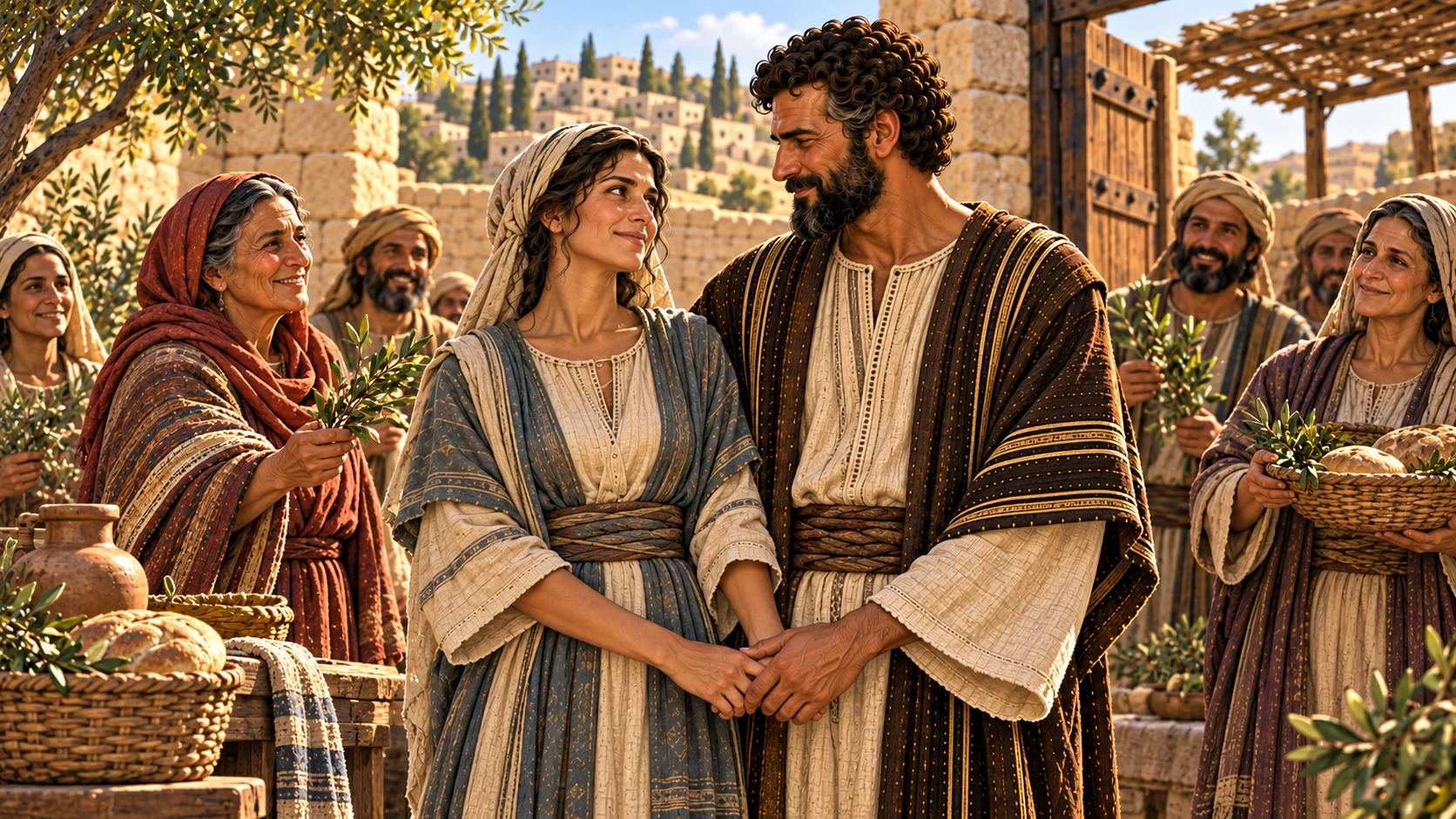 Ruth and Boaz celebrate their marriage publicly.