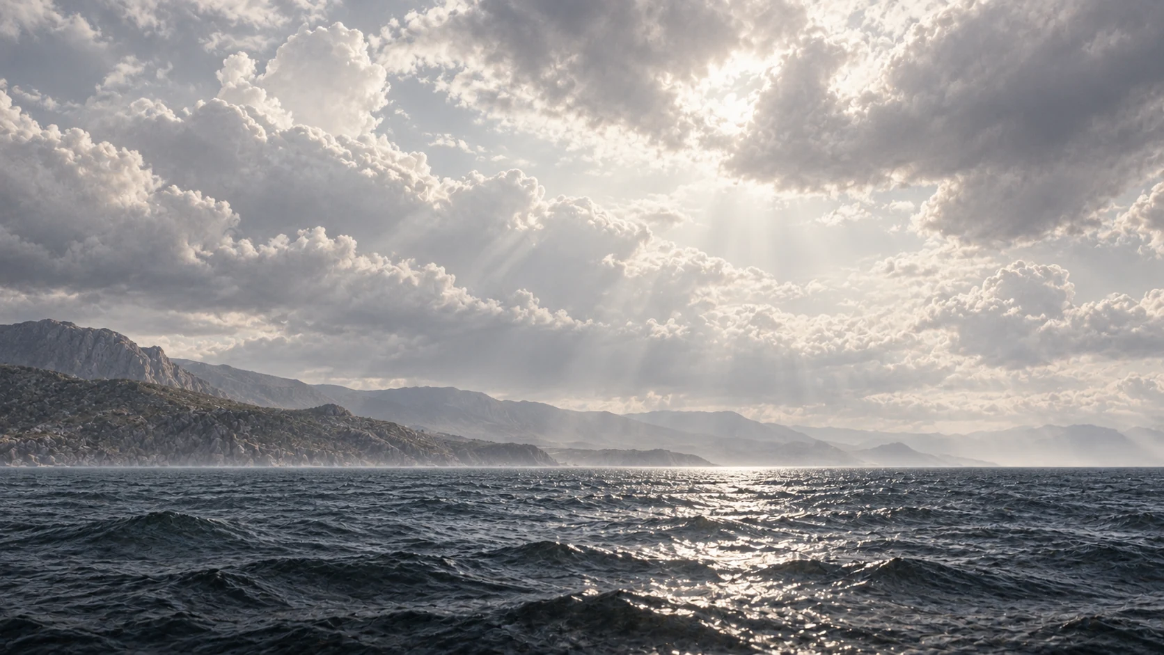 Sea, earth and clouded heavens interpret the creation hymn.