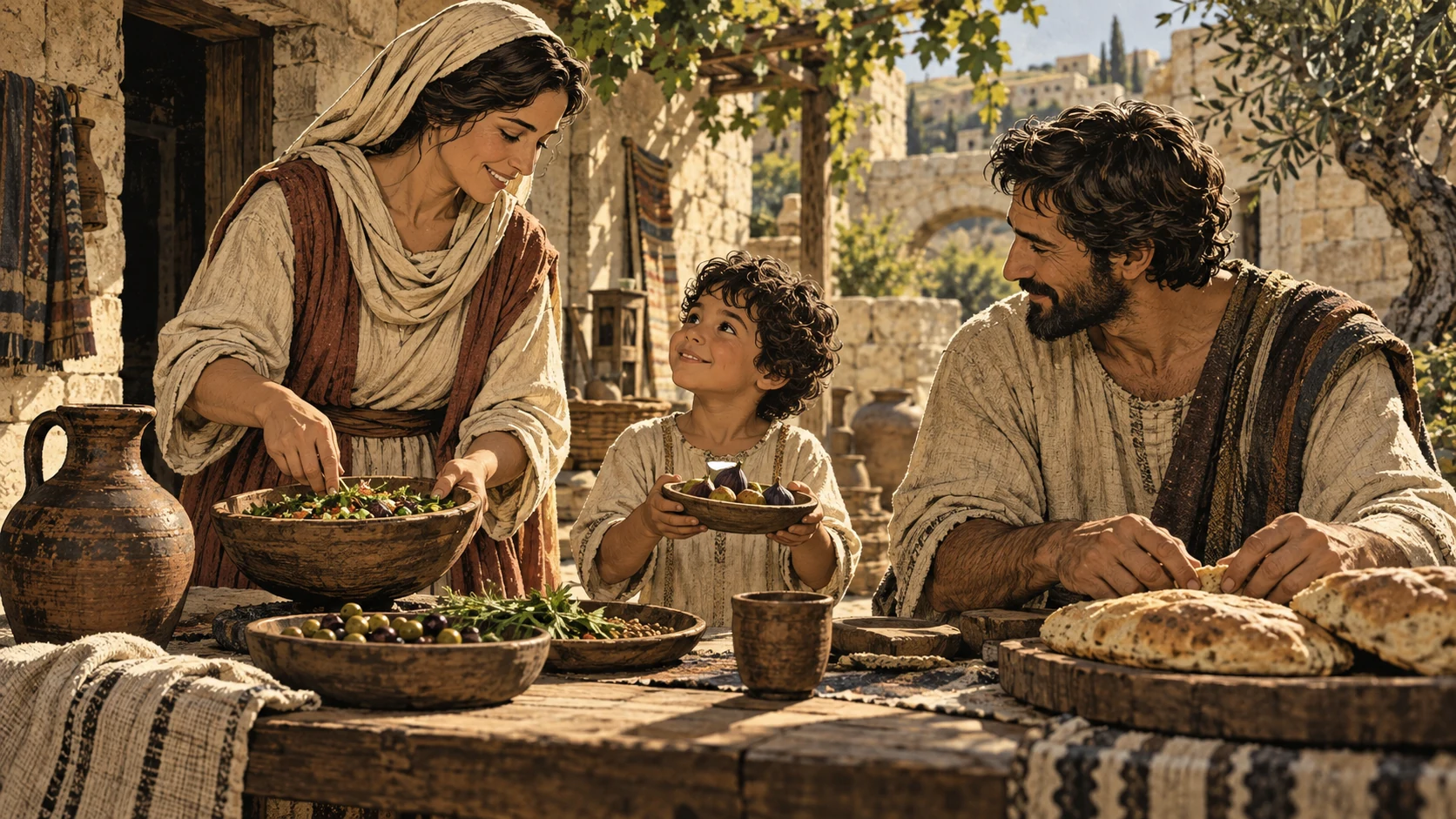 An anonymous family shares domestic meal preparation.