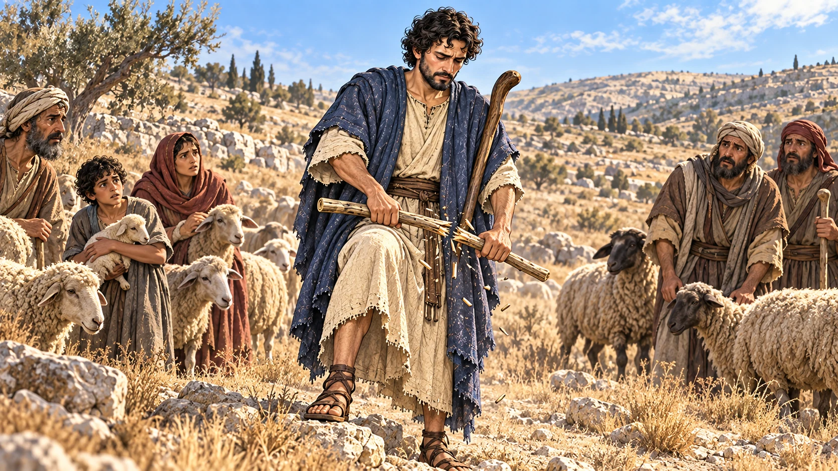 Zechariah shepherds the poor flock, then breaks the staff named Favor across his knee.