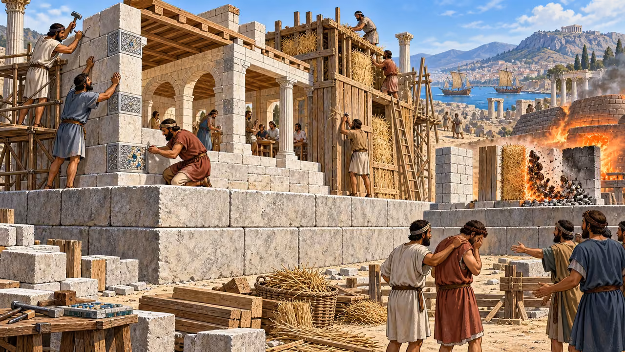A common foundation supports durable and fragile sections while a protected materials test reveals workmanship.