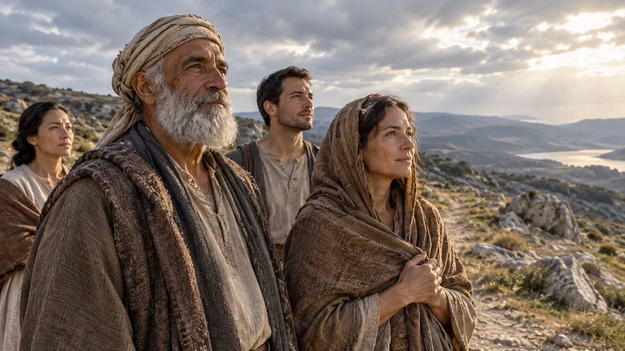 Distinct plainly clothed adults stand together quietly in natural light.