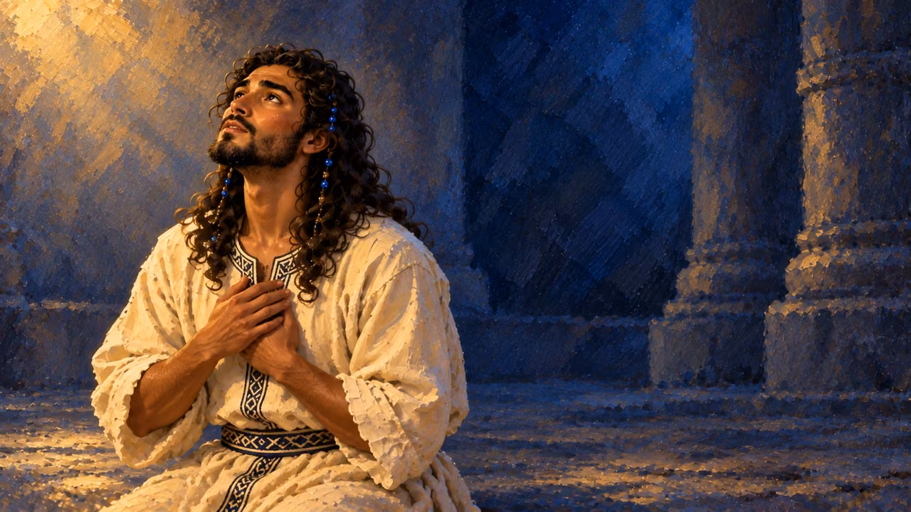 Solomon listens in the dream with a hand resting over his heart.