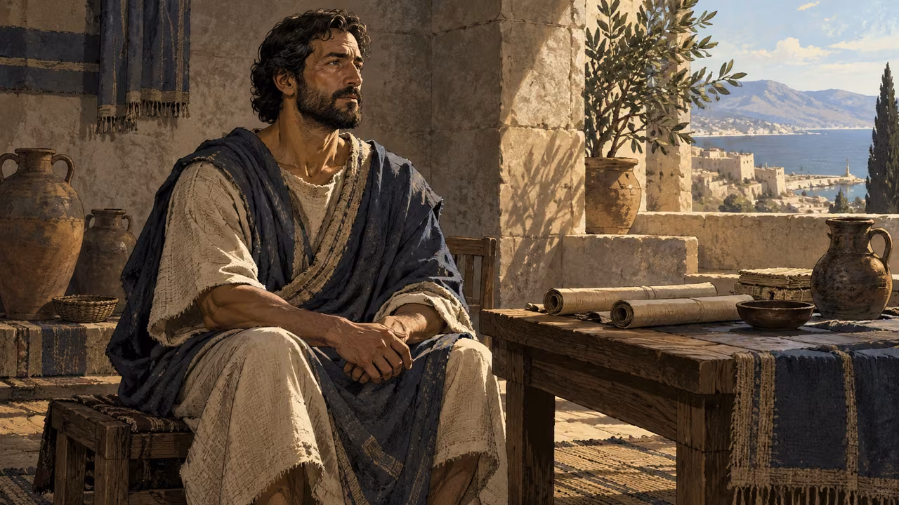 Intimate anonymous adult seated upright with a composed determined expression, hands at rest, no speech.