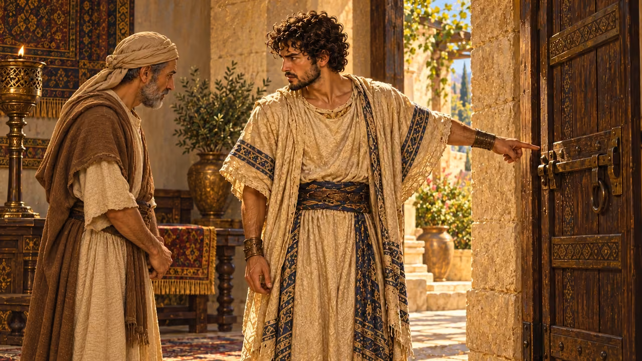 Amnon orders an older household attendant toward the door.