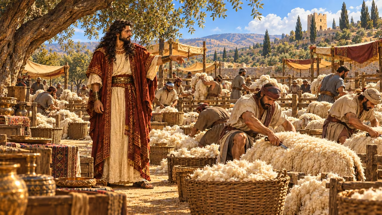 Absalom oversees the rural sheep-shearing preparations at Baal-hazor.