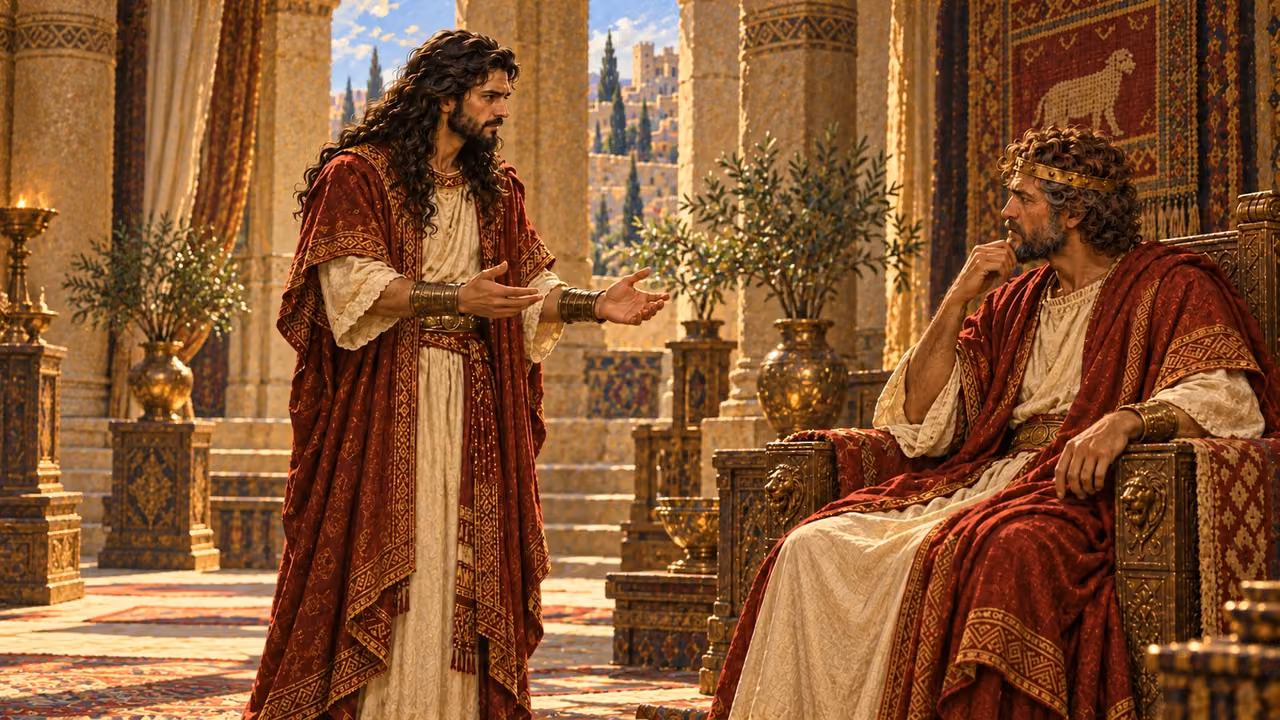 Absalom respectfully invites David to the sheep-shearing feast.
