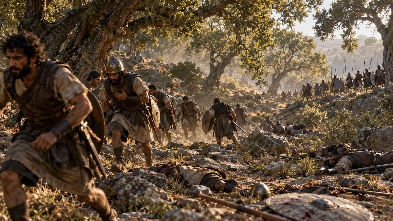 Israel’s forces retreat before David’s servants.