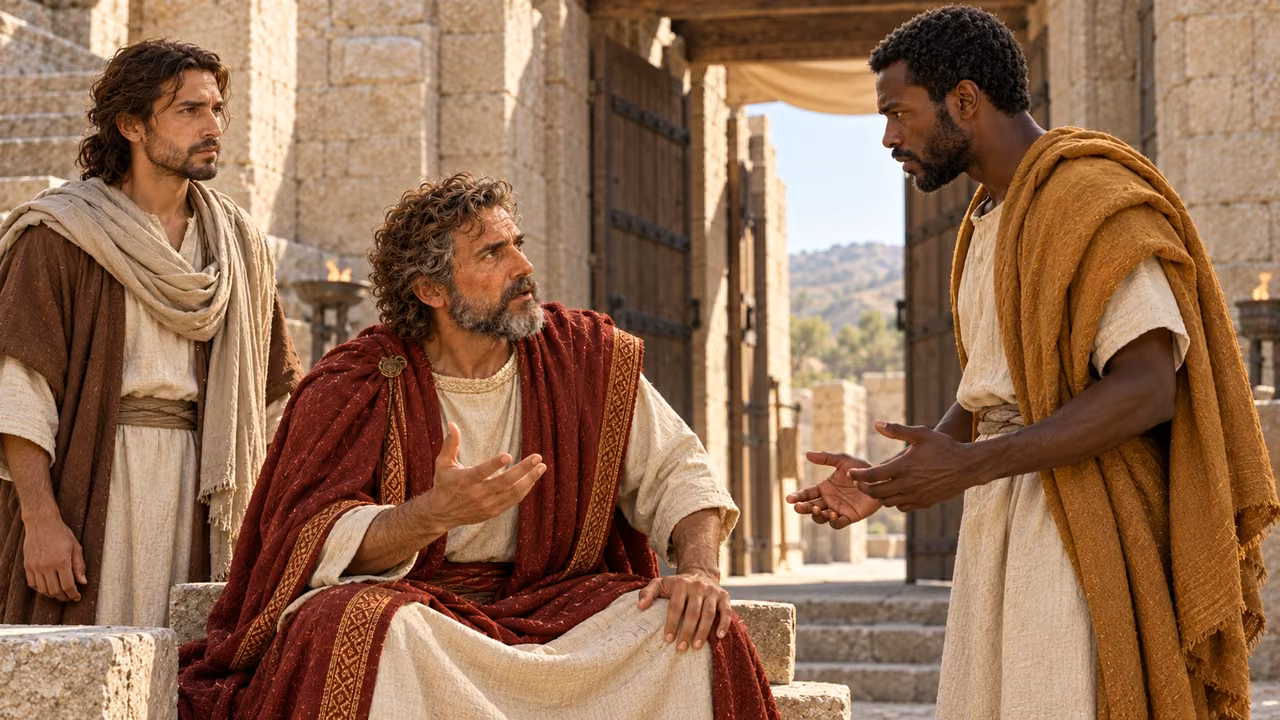 David asks the Cushite whether Absalom is well.