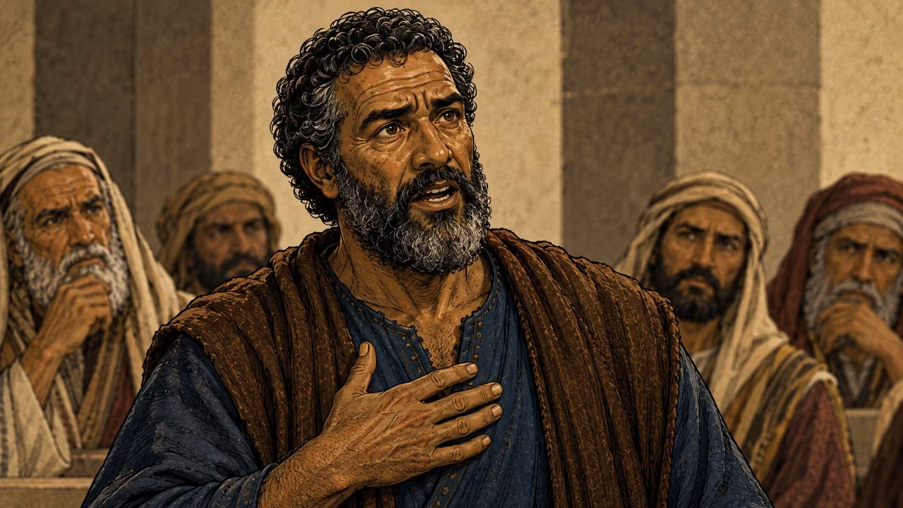 Peter begins answering the rulers and elders before the assembled council.