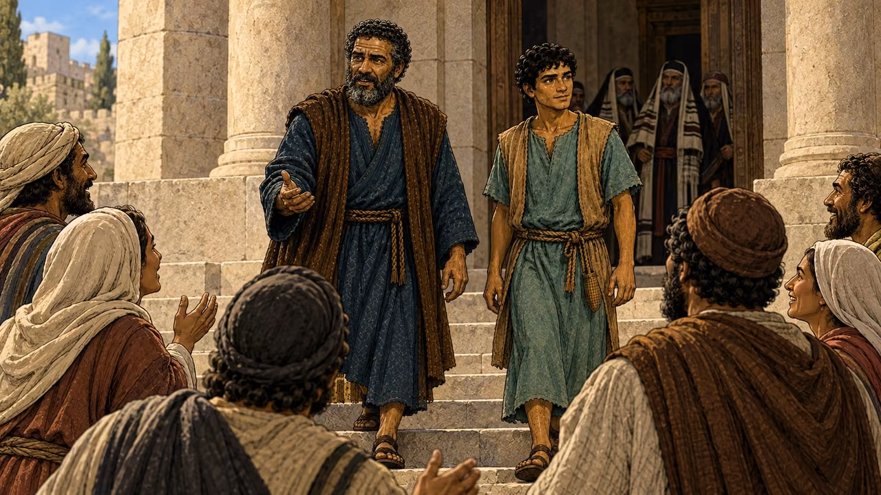 The leaders release the apostles, unable to punish them because the people are praising God.