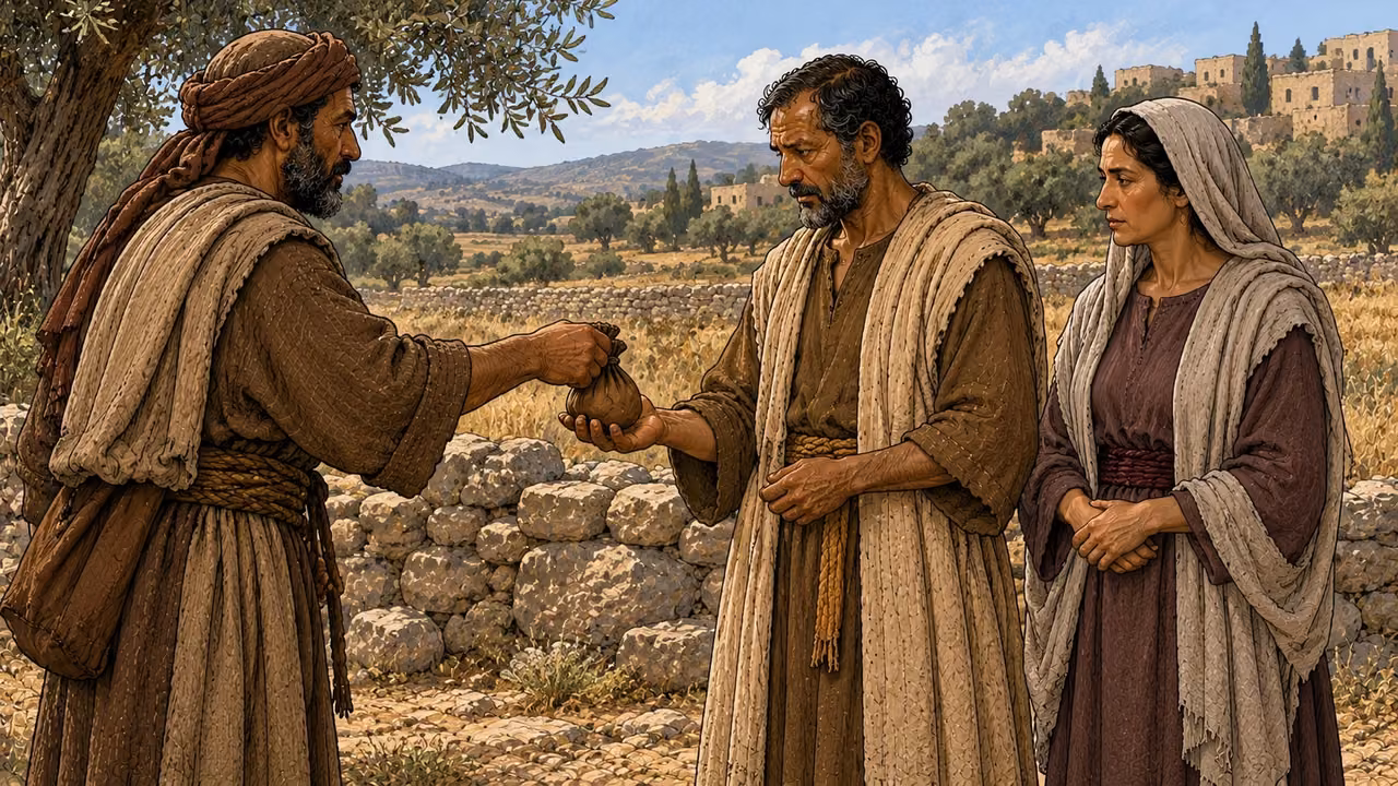 Ananias and Sapphira sell a piece of property.