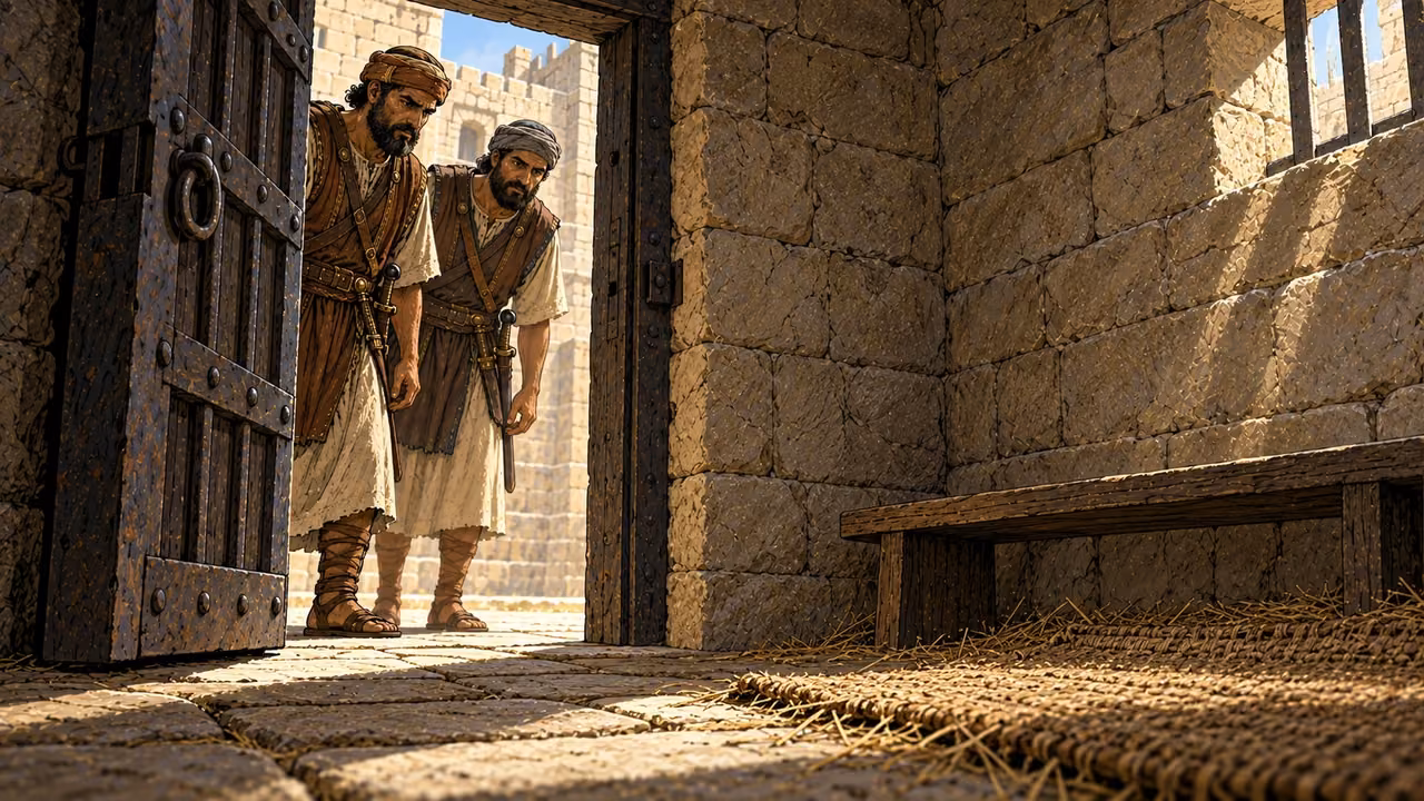 The officers arrive at the prison and find that the apostles are not there.