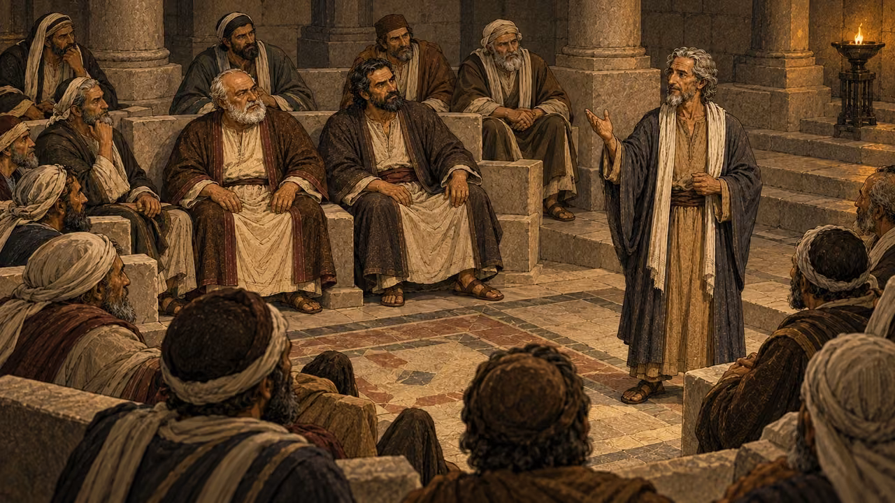 Gamaliel warns that they cannot overthrow a work that comes from God.