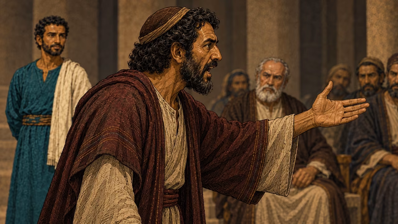 The witnesses continue their accusation about Jesus, the Temple and the customs of Moses.