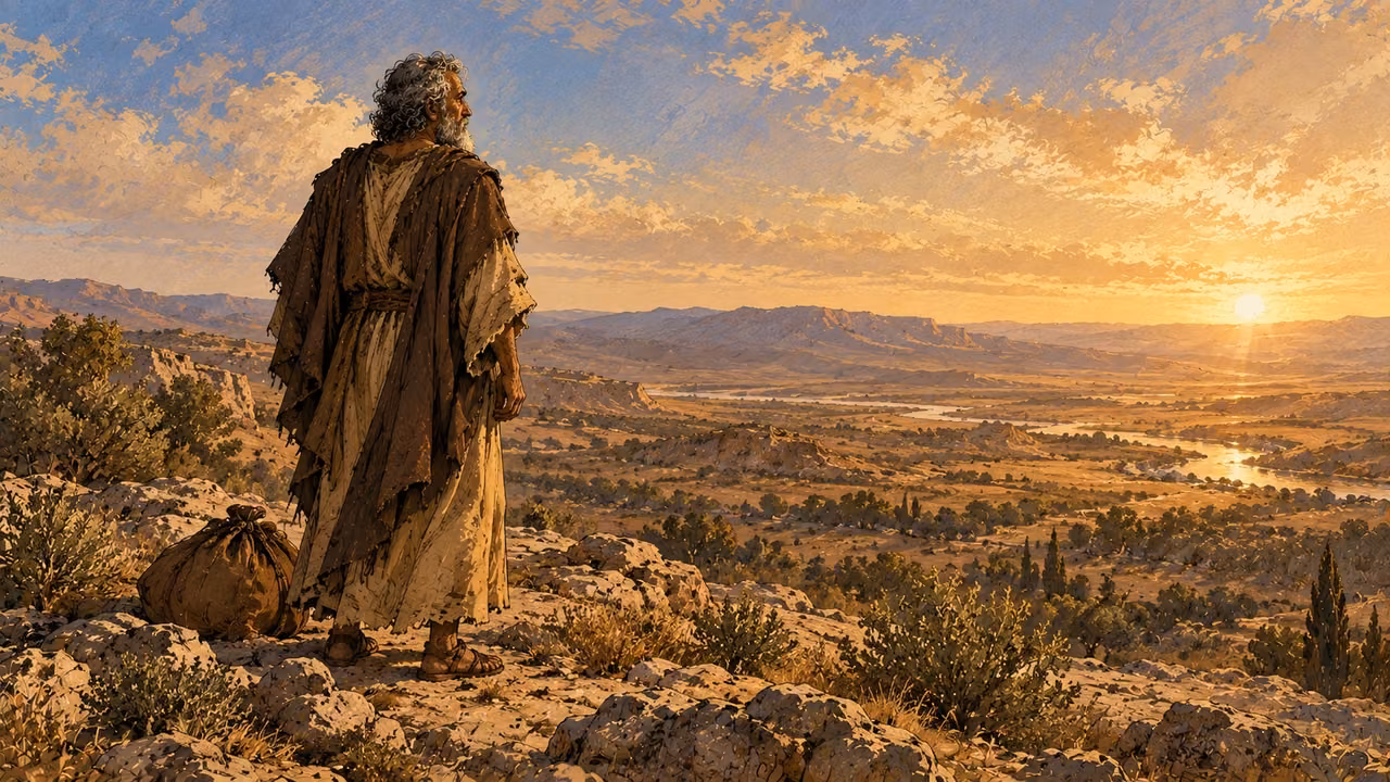 Abraham surveys the land promised to his descendants while he still has no child.