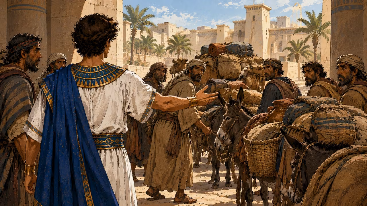 Joseph sends his brothers to bring Jacob and the rest of their family.