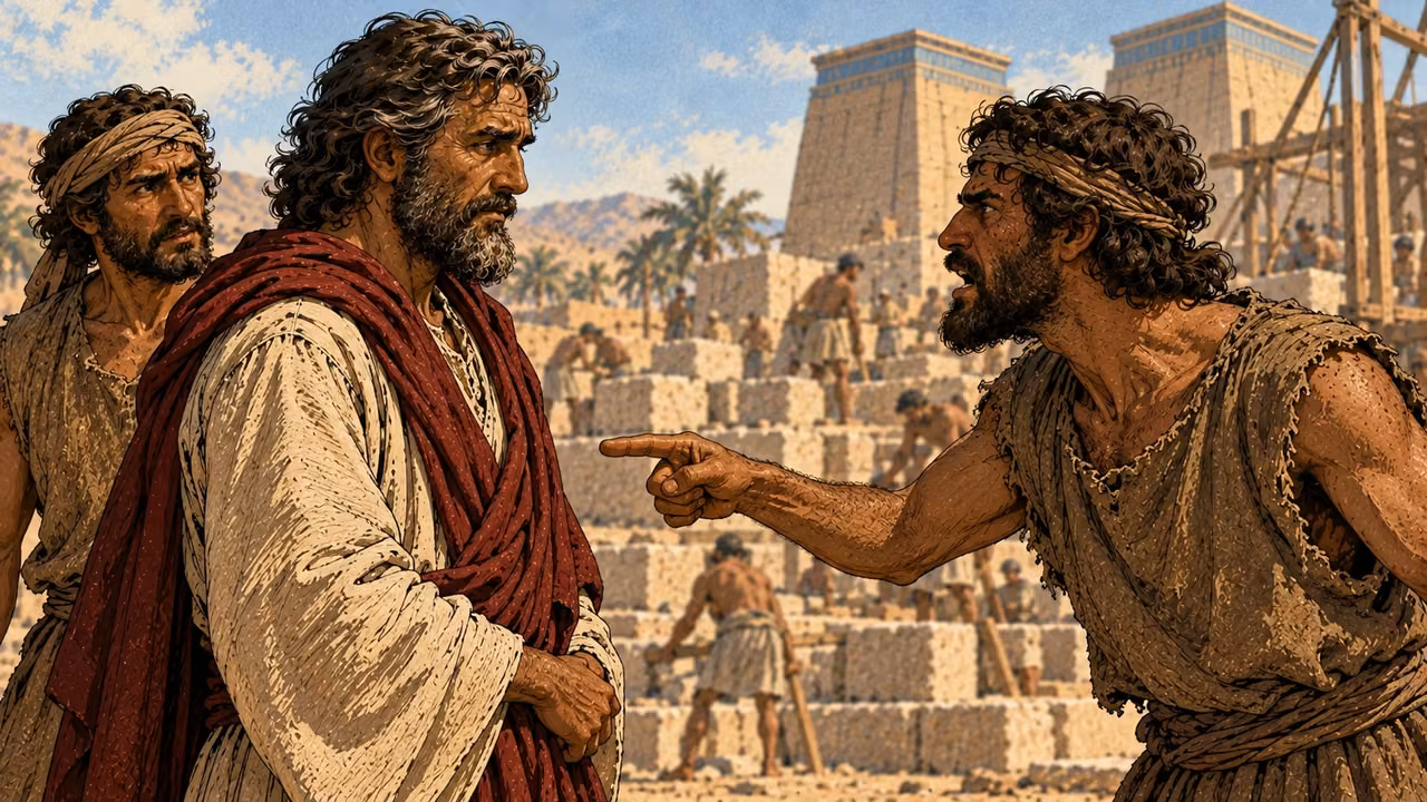 The man confronts Moses about the Egyptian killed the day before.