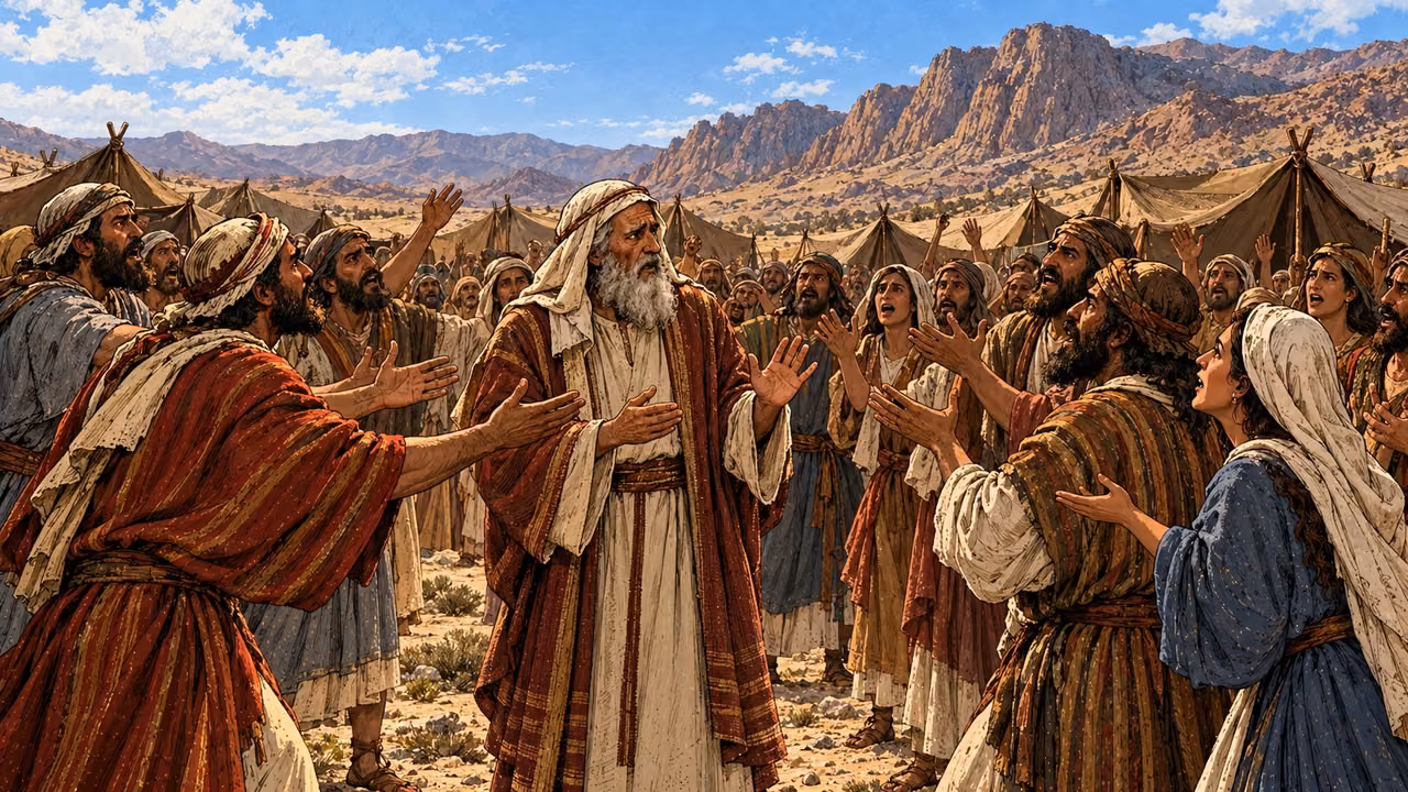 The people gather around Aaron and demand gods to go before them.