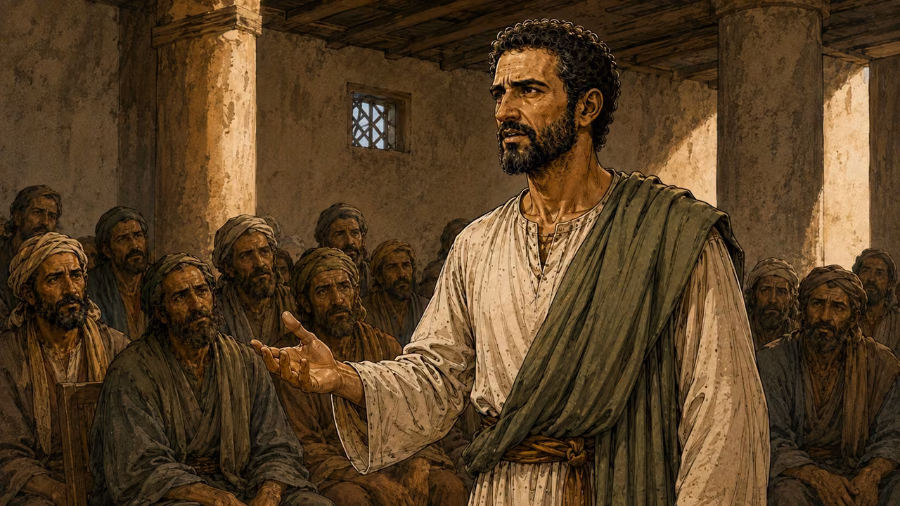 Paul earnestly explains the message to attentive listeners.