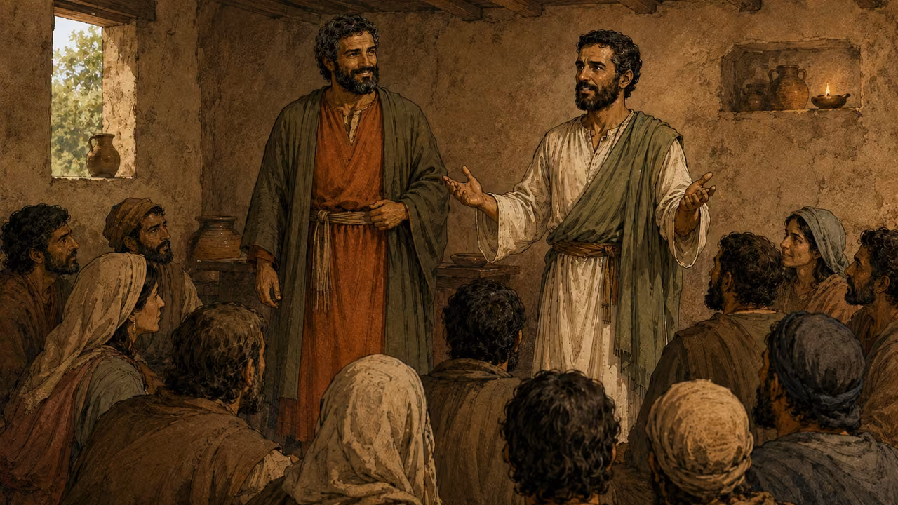 Paul and Barnabas report to the church gathered in Antioch.