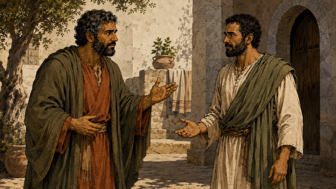 Paul and Barnabas disagree during a serious conversation.