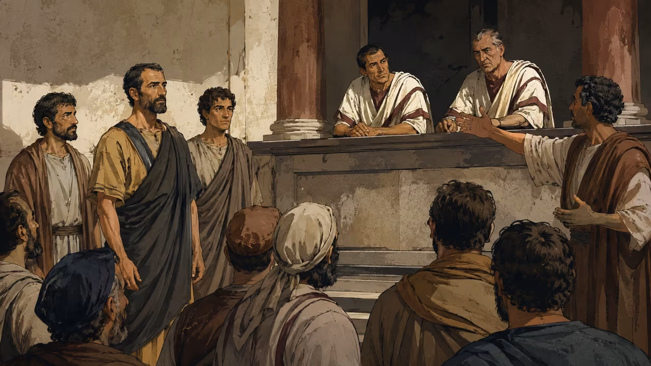 Jason and other believers face accusations before the city authorities.