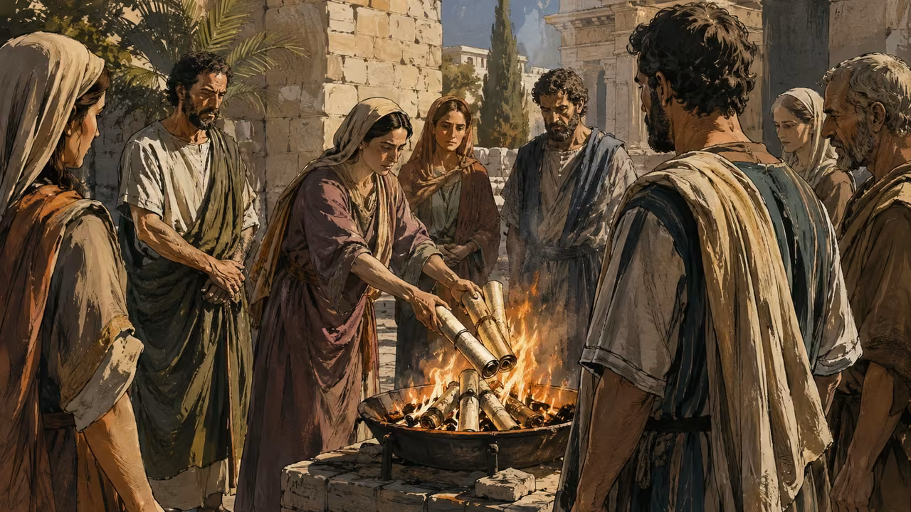 Former practitioners bring their books and burn them publicly.