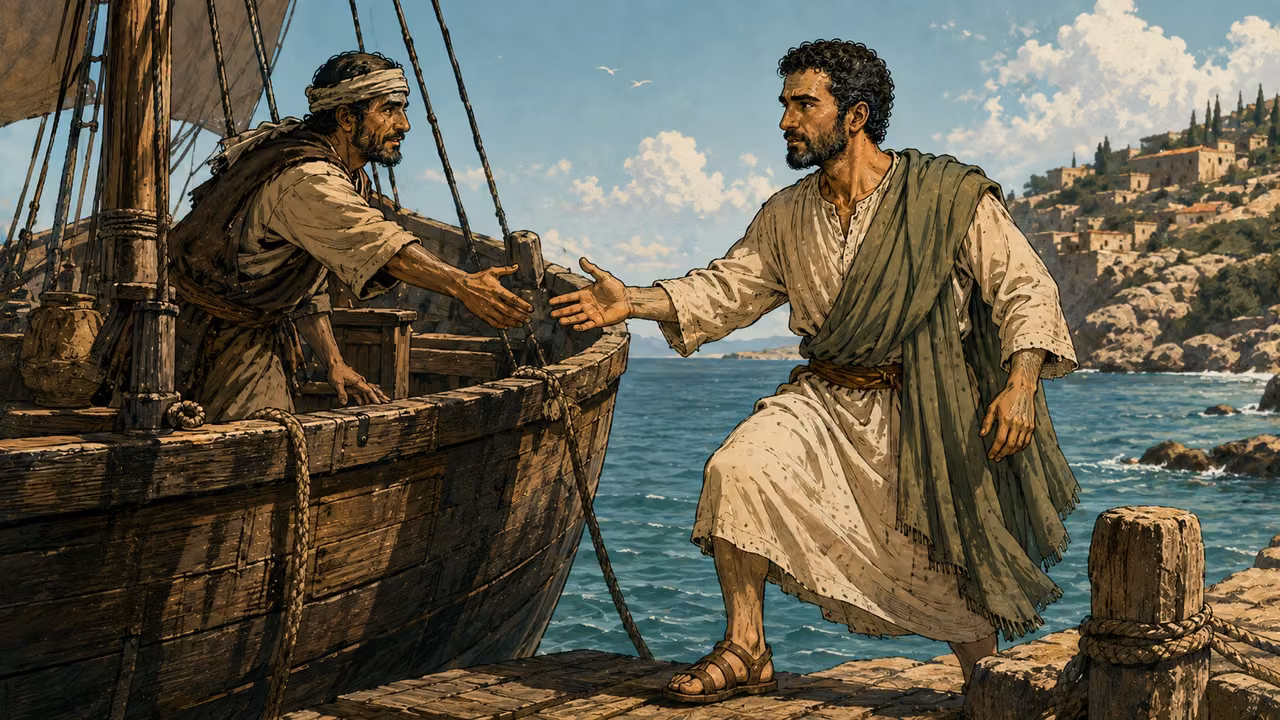 Paul meets his companions at Assos and boards the ship.