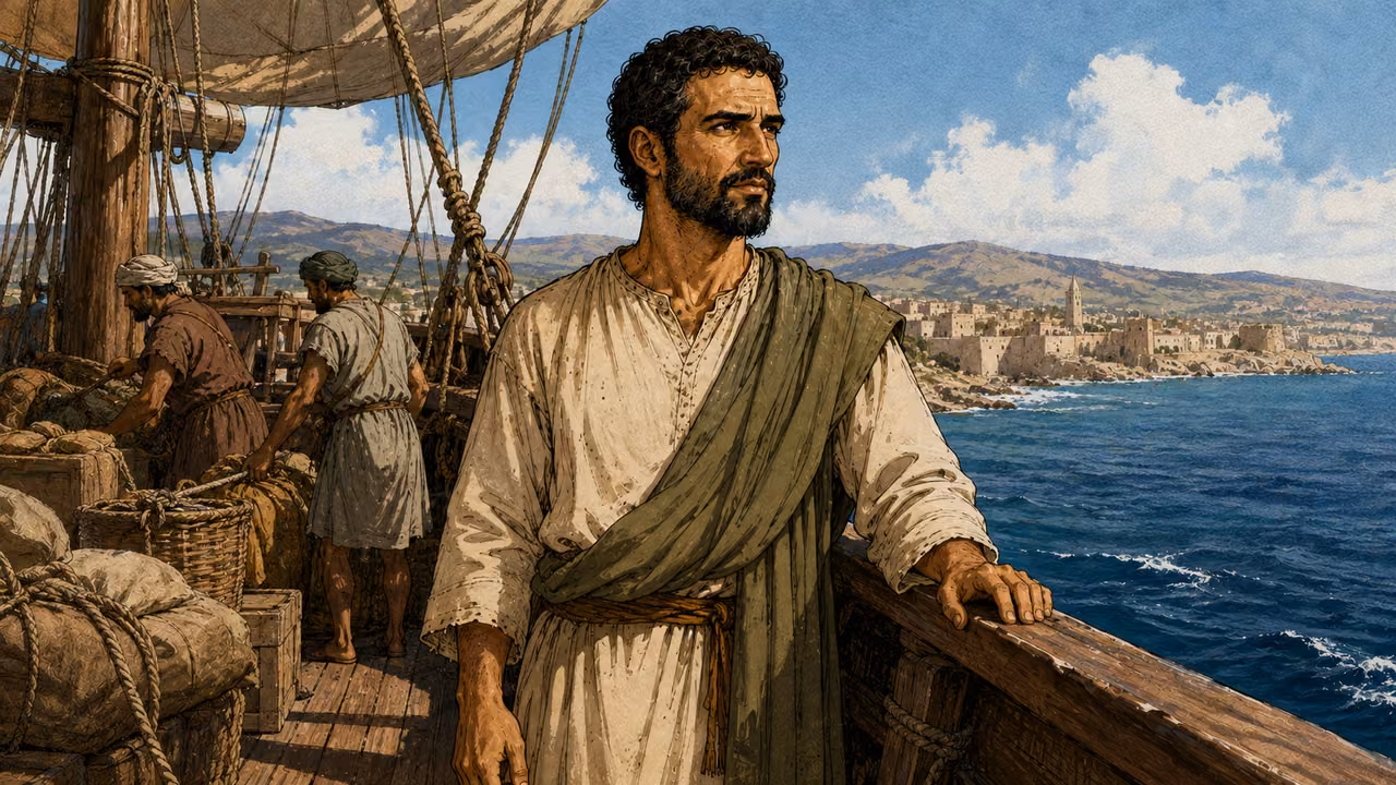 Paul and his companions sail toward Phoenicia and arrive at Tyre.