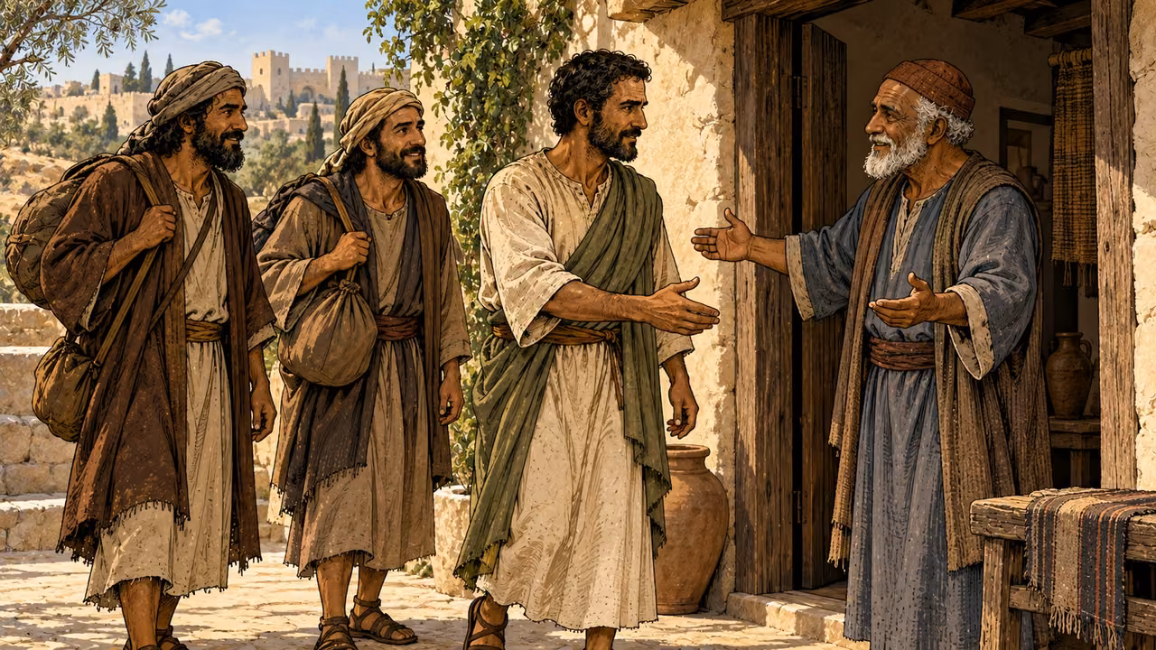 The travelers are brought to Mnason, an early disciple, for lodging.