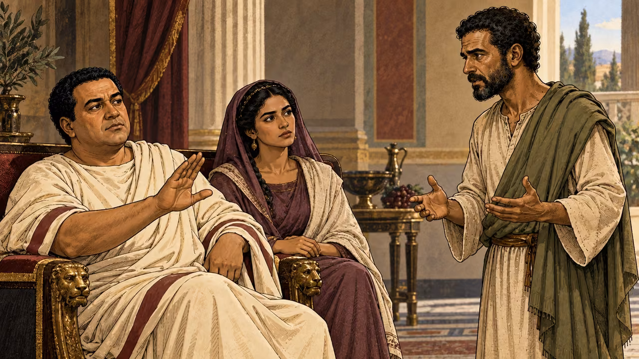 Felix and Drusilla hear Paul; Felix becomes afraid and dismisses him.