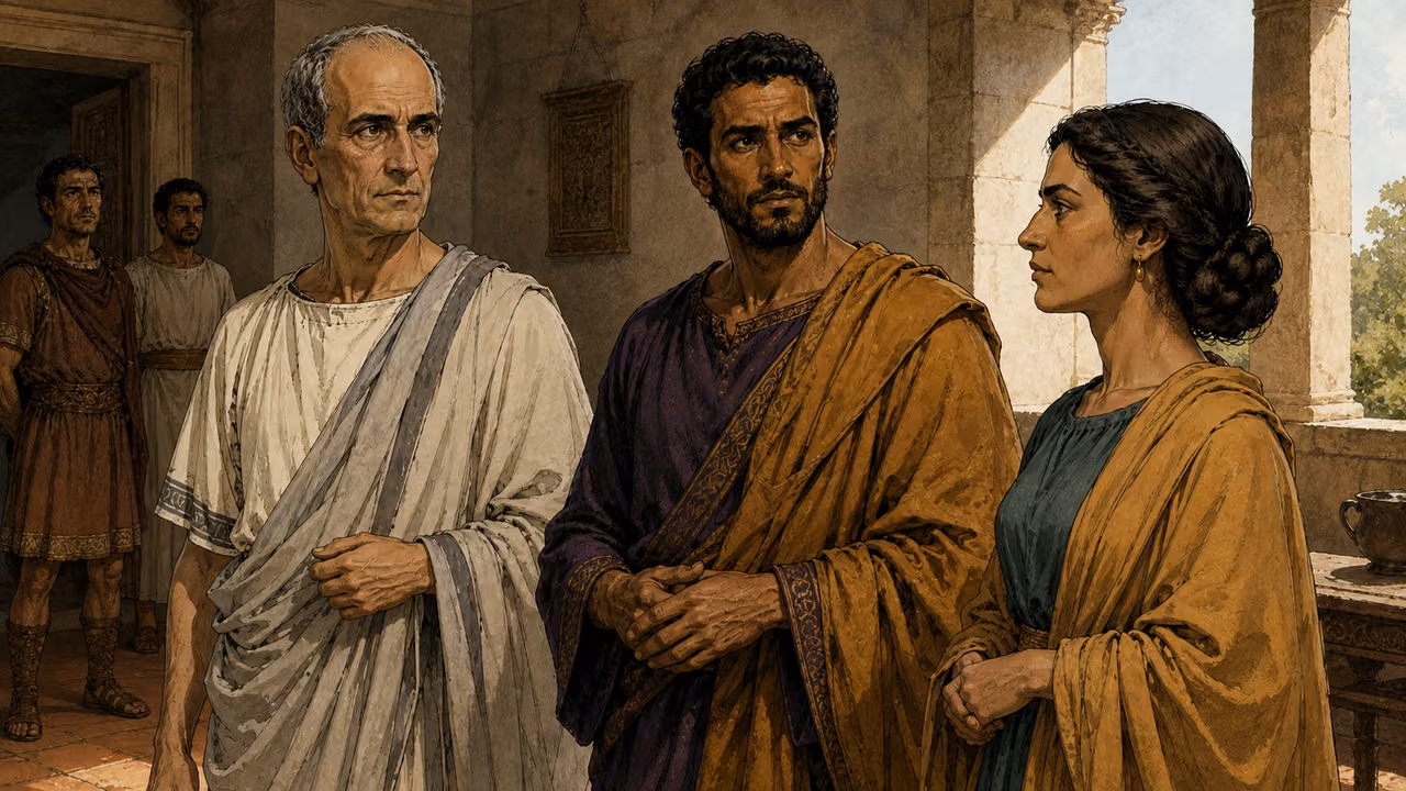 Agrippa, Festus and Bernice confer after withdrawing.