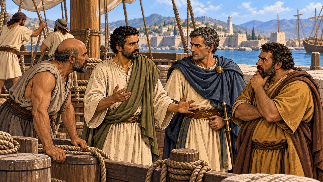 Paul warns of danger, but the decision is made to sail on.