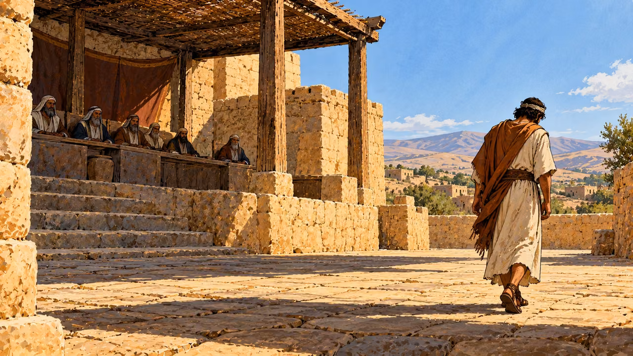 An adult walks away from a shaded council bench across a broad open space.