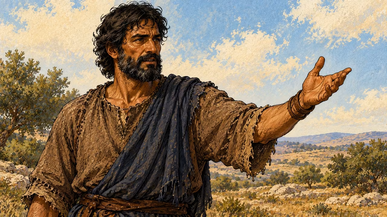 Jacob addresses the waiting shepherds while daylight remains.