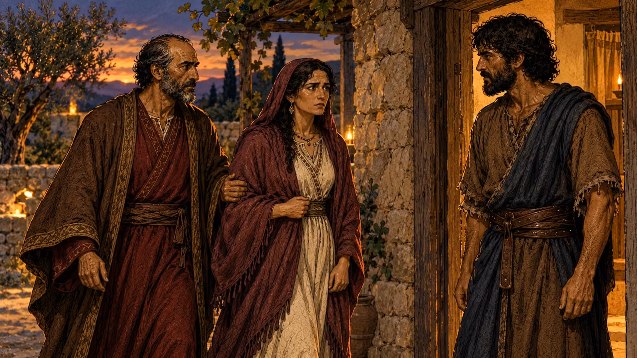 At evening Laban brings fully clothed Leah to Jacob’s doorway.