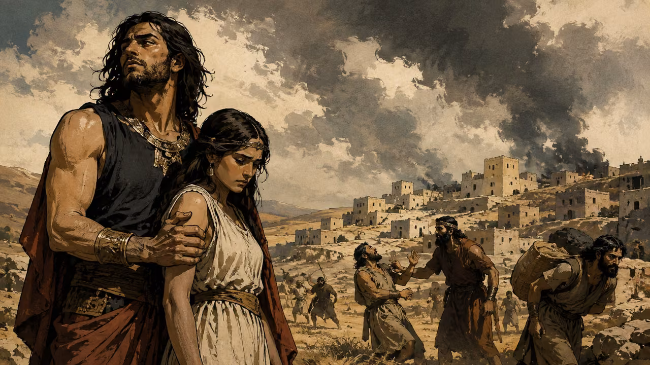 A distant ancient settlement troubled by fighting and exploitation, no graphic violence.
