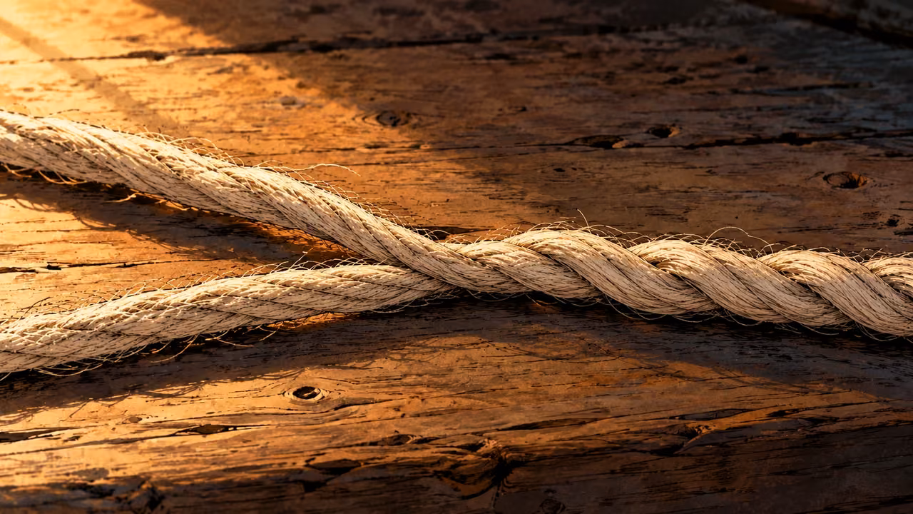 Two plain cords twist together into one joined rope.