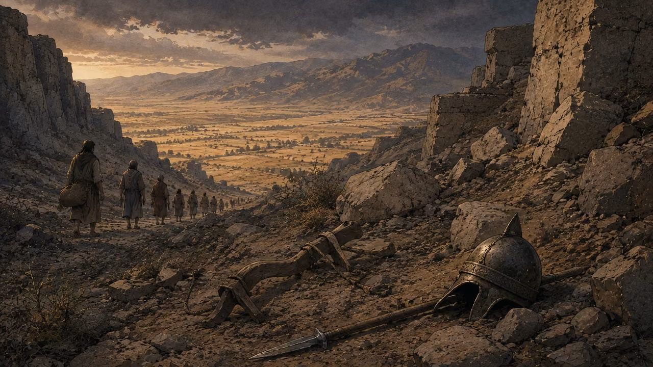 The Assyrian yoke departs. ORACLE AGAINST ASSYRIA | Yahweh’s stated purpose is to break Assyria and remove its burden. The abandoned equipment and broken yoke visualize this promise.
