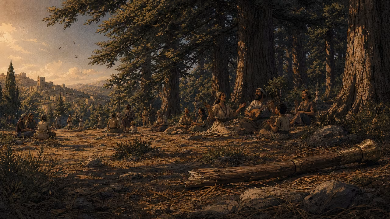 The oppressor has ceased. TAUNT SONG | Rest replaces forced labor and the ruler’s blows cease. The uncut cedars and broken staff illustrate the song’s relief and personification.