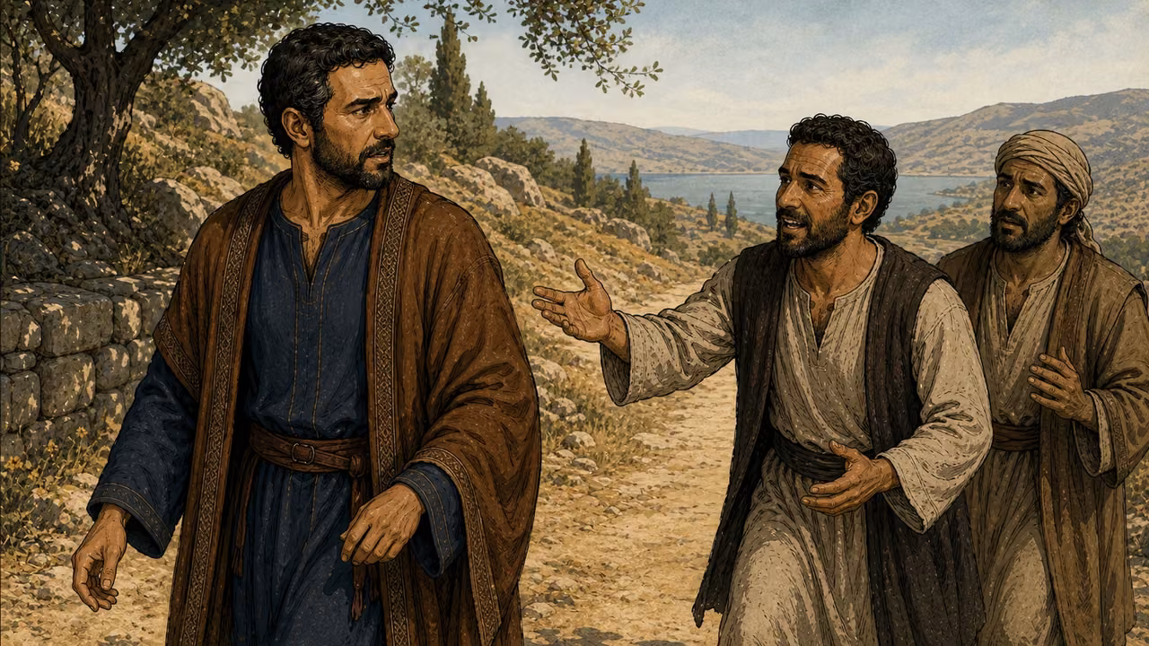 Two servants meet the same official on a hillside road and report that his child lives.