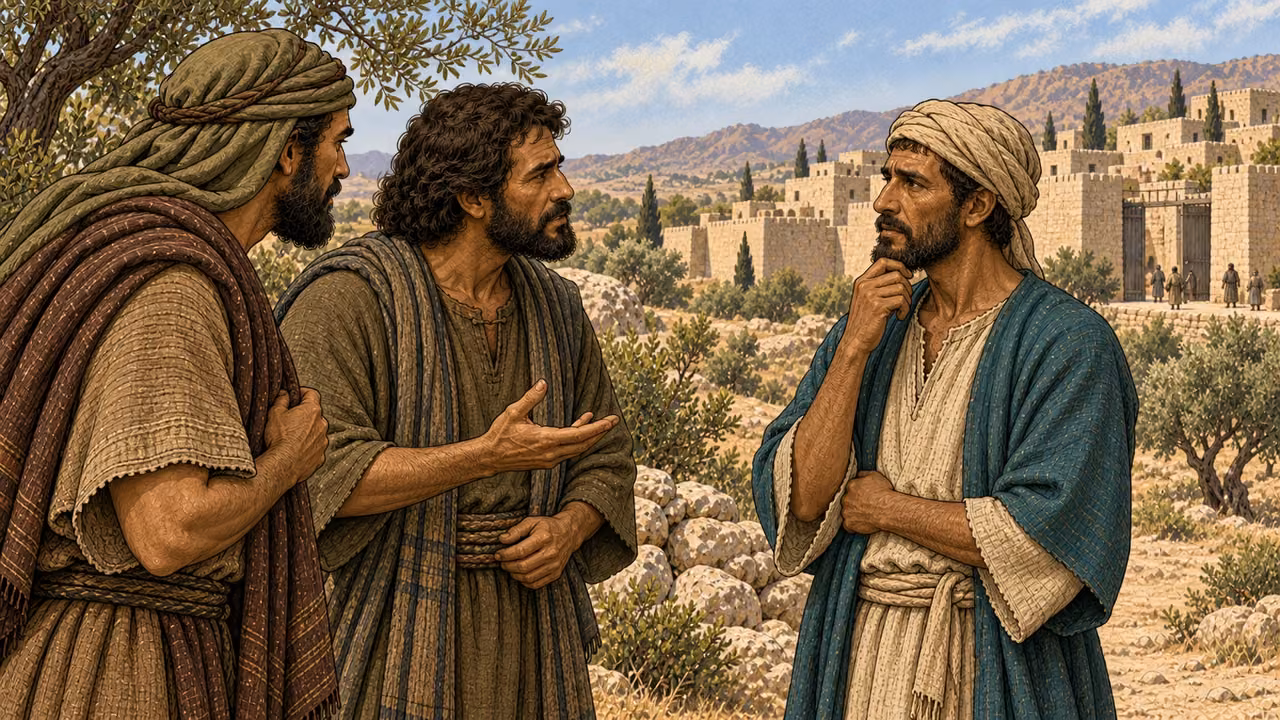 The scouts speak to a man outside Bethel.