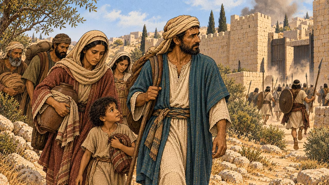The spared man and his household depart.