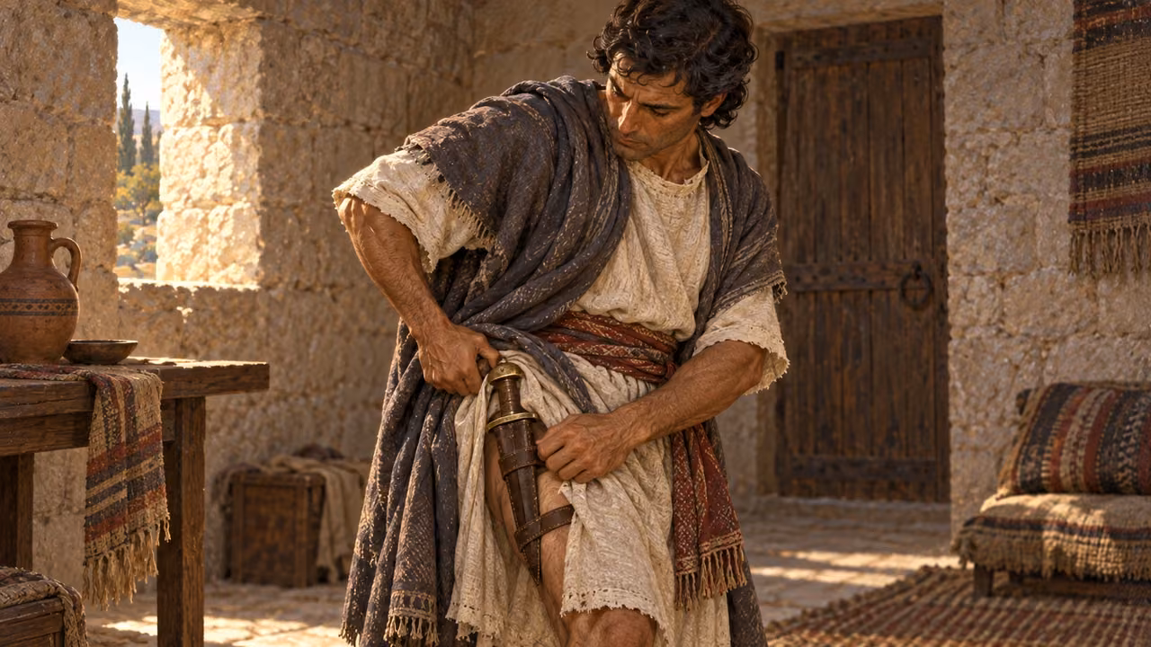 A sword beneath his clothes