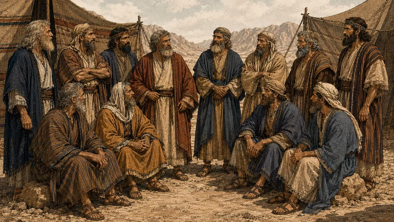 A contextual assembly of twelve distinct tribal elders; no invented tribal emblems or name labels.