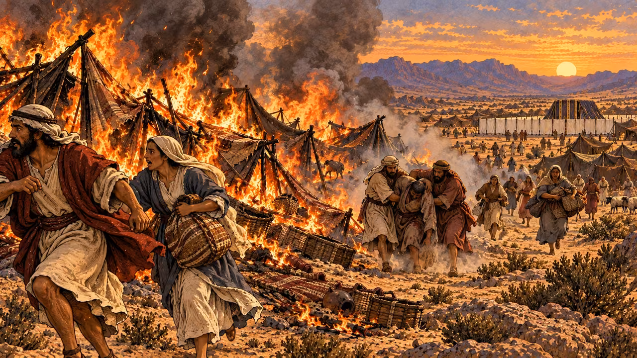 Fire at the edge of the camp