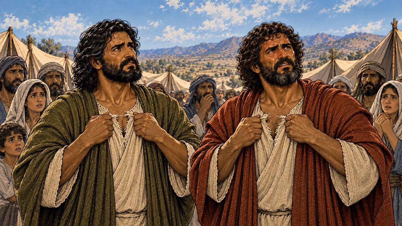 Joshua and Caleb tear their clothes
