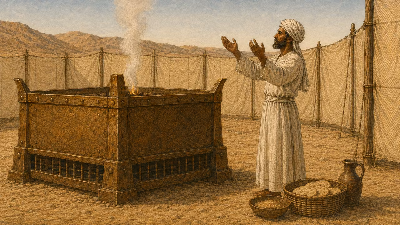 The priest presents the offerings