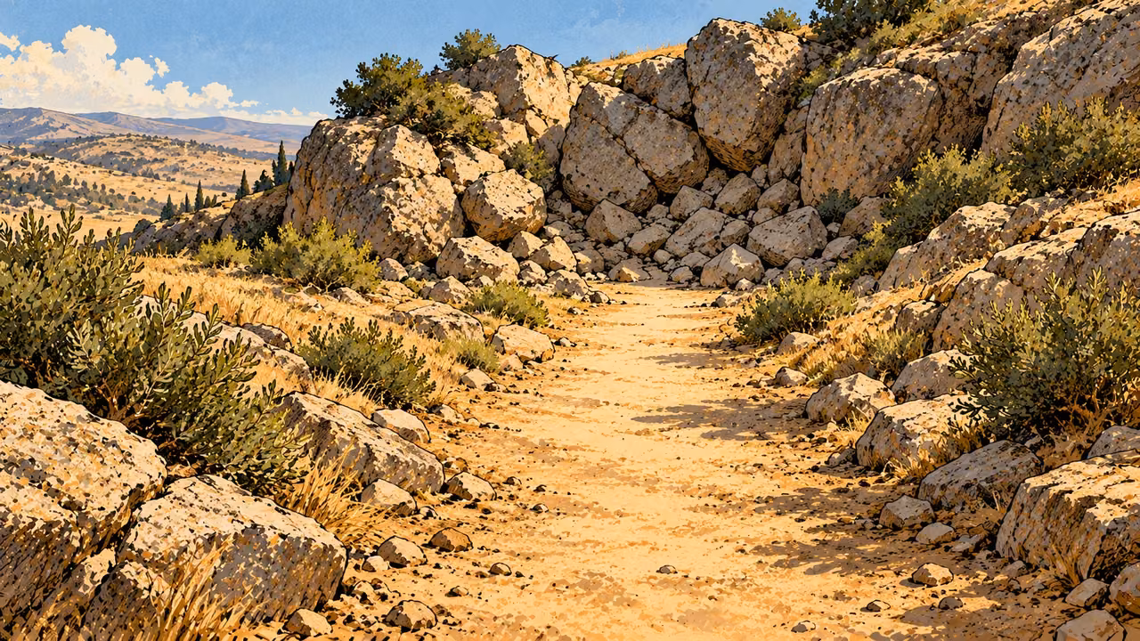 A smooth earthen path narrows toward an impassable stony end.